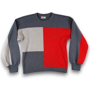 Ivanhoe of Sweden Sweater Mens M Blue Colorblock Quality Wool Blend‎ Crewneck